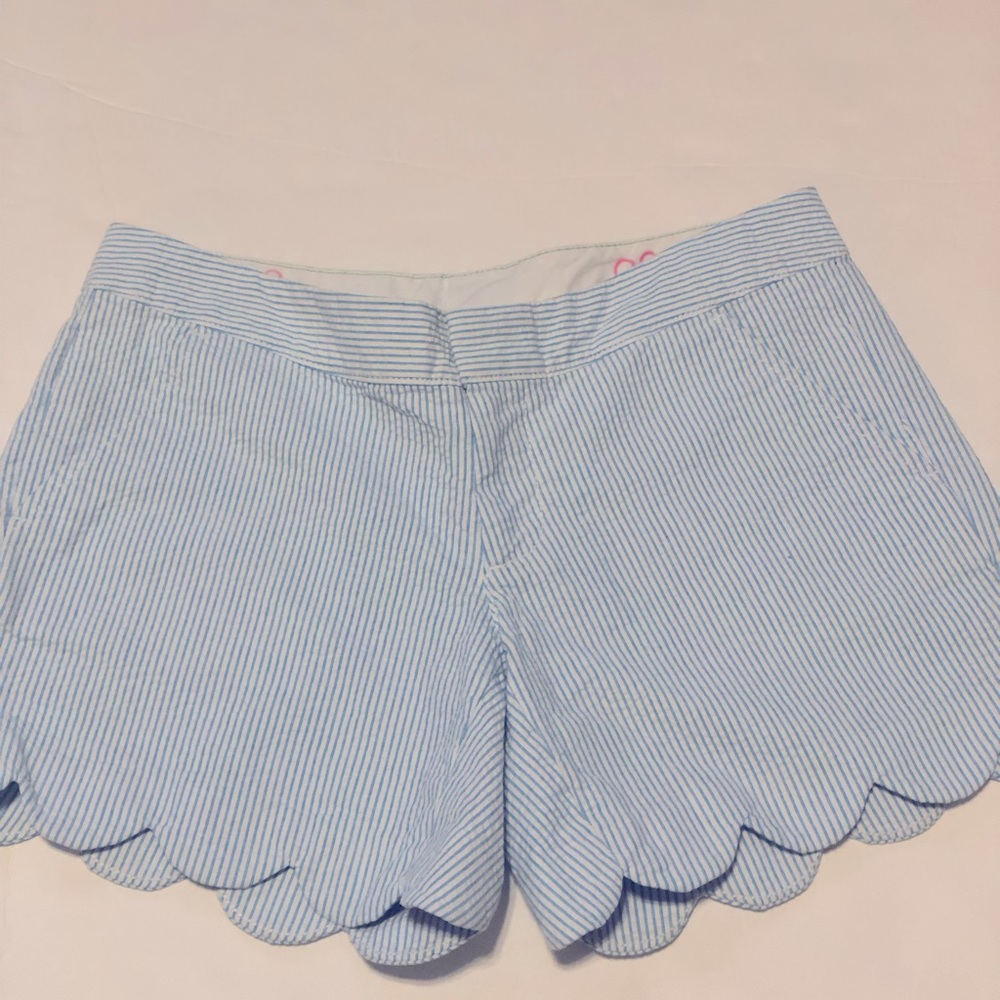 Lilly Pulitzer The Buttercup Short in Blue & White Stripe Seersucker - Picture 1 of 12